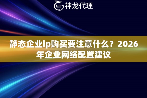 静态企业ip购买要注意什么？2026年企业网络配置建议