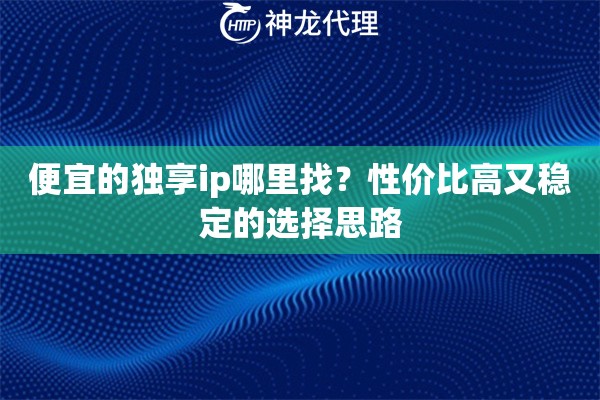 便宜的独享ip哪里找？性价比高又稳定的选择思路