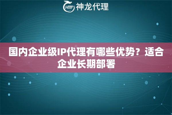国内企业级IP代理有哪些优势？适合企业长期部署