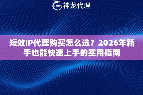 短效IP代理购买怎么选？2026年新手也能快速上手的实用指南
