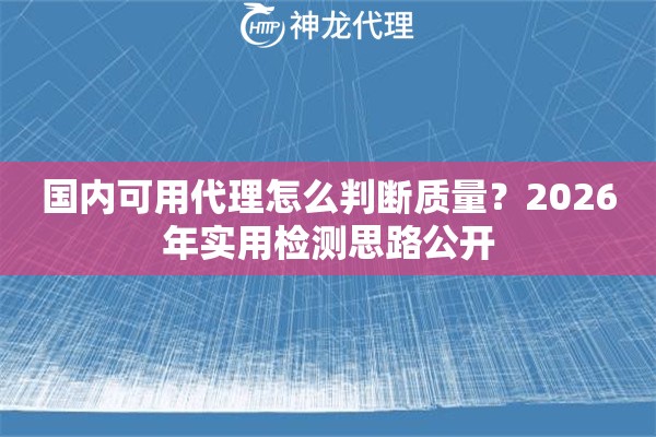 国内可用代理怎么判断质量？2026年实用检测思路公开