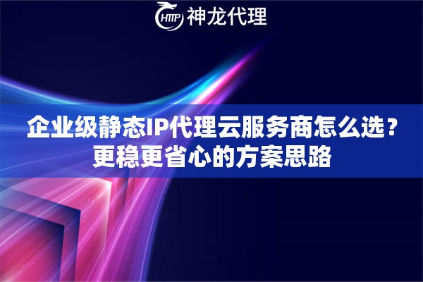 企业级静态IP代理云服务商怎么选？更稳更省心的方案思路