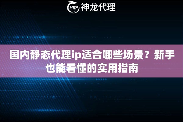 国内静态代理ip适合哪些场景？新手也能看懂的实用指南