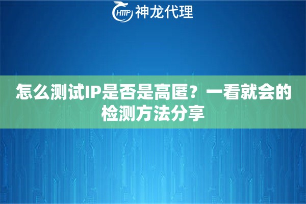 怎么测试IP是否是高匿？一看就会的检测方法分享