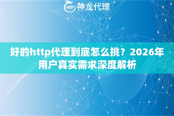 好的http代理到底怎么挑？2026年用户真实需求深度解析