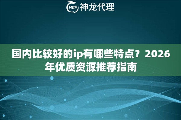 国内比较好的ip有哪些特点？2026年优质资源推荐指南