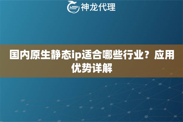 国内原生静态ip适合哪些行业？应用优势详解