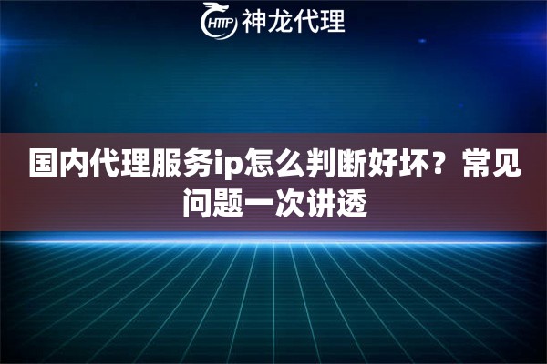 国内代理服务ip怎么判断好坏？常见问题一次讲透