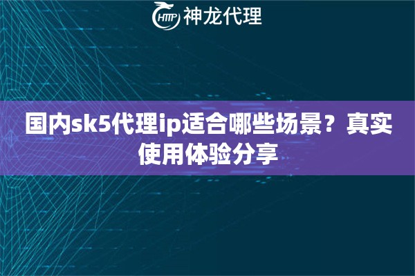 国内sk5代理ip适合哪些场景？真实使用体验分享