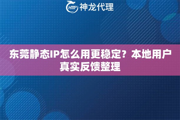 东莞静态IP怎么用更稳定？本地用户真实反馈整理