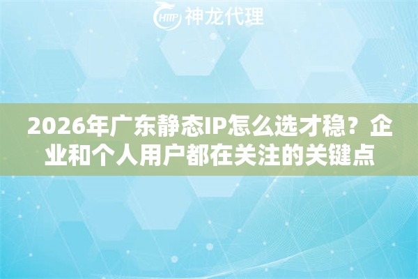 2026年广东静态IP怎么选才稳？企业和个人用户都在关注的关键点