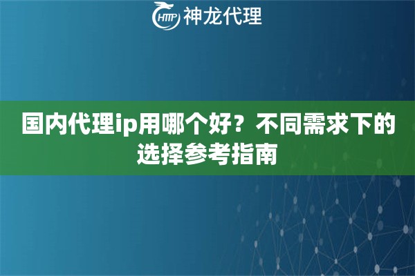 国内代理ip用哪个好?不同需求下的选择参考指南 国内代理ip用哪个好?不同需求下的选择参考指南