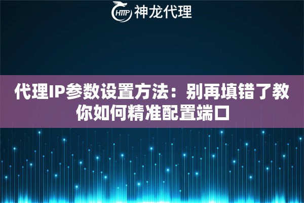 代理IP参数设置方法：别再填错了教你如何精准配置端口