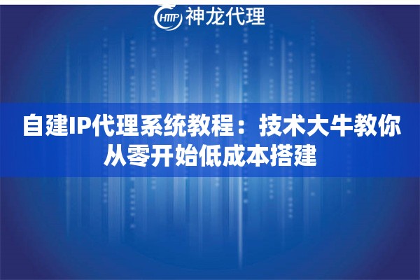 自建IP代理系统教程：技术大牛教你从零开始低成本搭建