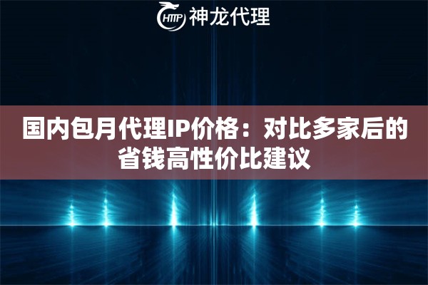 国内包月代理IP价格：对比多家后的省钱高性价比建议