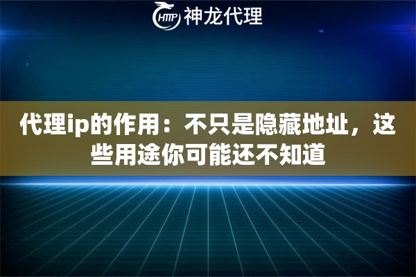 代理ip的作用：不只是隐藏地址，这些用途你可能还不知道