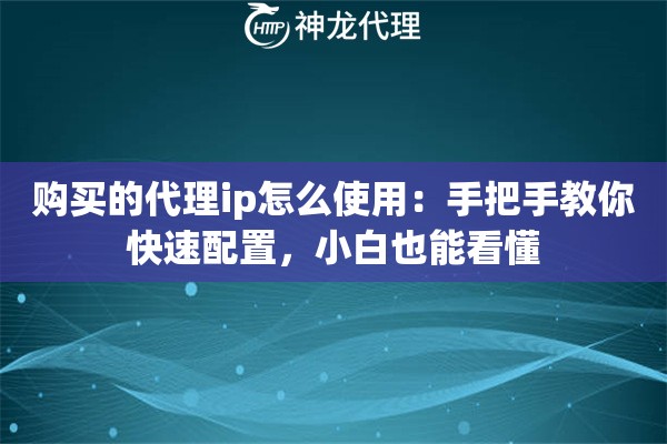 购买的代理ip怎么使用：手把手教你快速配置，小白也能看懂