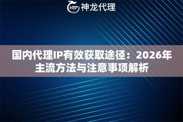 国内代理IP有效获取途径：2026年主流方法与注意事项解析