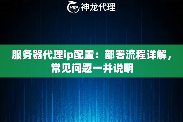 服务器代理ip配置：部署流程详解，常见问题一并说明