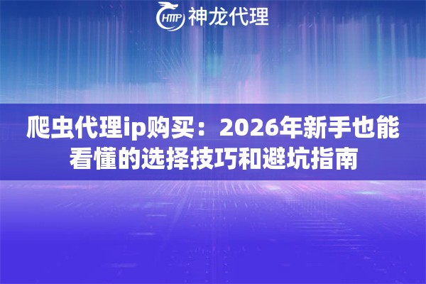 爬虫代理ip购买：2026年新手也能看懂的选择技巧和避坑指南