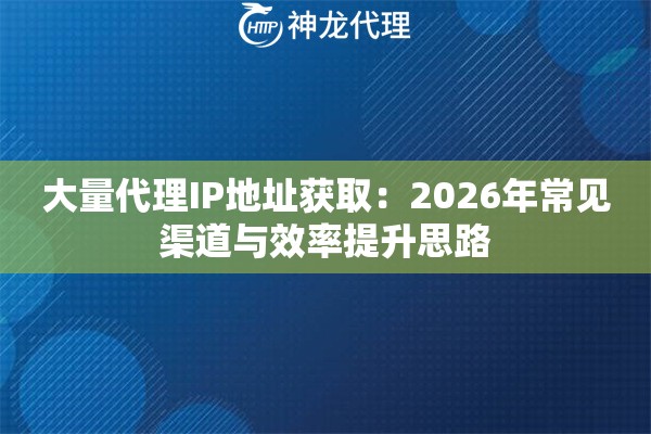 大量代理IP地址获取：2026年常见渠道与效率提升思路