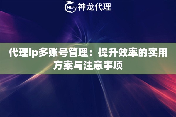 代理ip多账号管理：提升效率的实用方案与注意事项