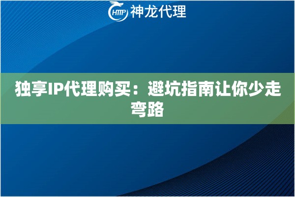 独享IP代理购买：避坑指南让你少走弯路