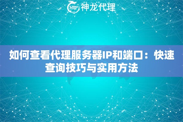 如何查看代理服务器IP和端口：快速查询技巧与实用方法