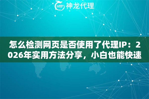 怎么检测网页是否使用了代理IP：2026年实用方法分享，小白也能快速看懂