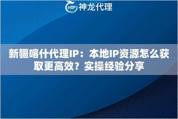 新疆喀什代理IP：本地IP资源怎么获取更高效？实操经验分享