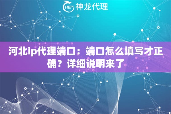 河北ip代理端口：端口怎么填写才正确？详细说明来了