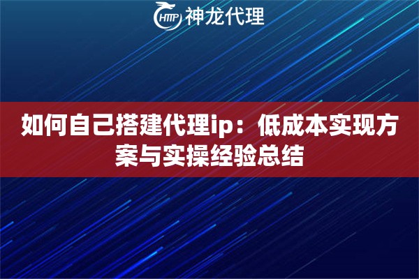 如何自己搭建代理ip：低成本实现方案与实操经验总结
