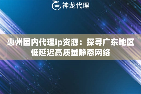 惠州国内代理ip资源：探寻广东地区低延迟高质量静态网络