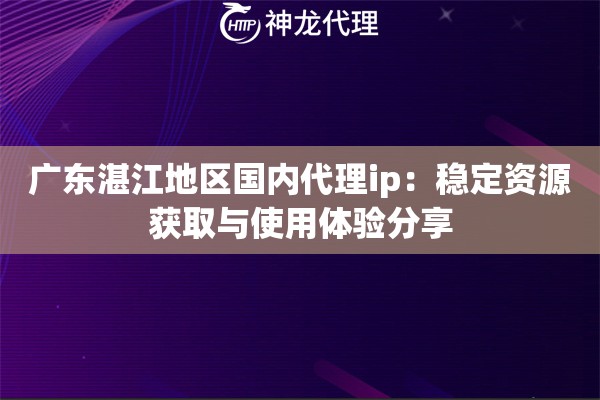 广东湛江地区国内代理ip：稳定资源获取与使用体验分享