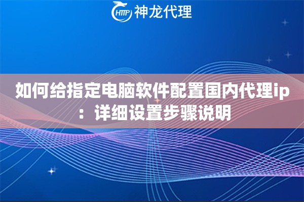 如何给指定电脑软件配置国内代理ip：详细设置步骤说明