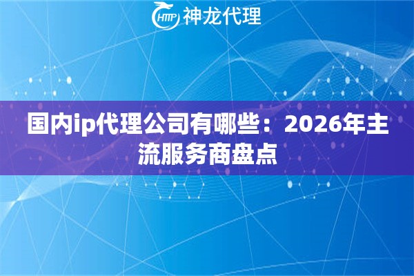 国内ip代理公司有哪些：2026年主流服务商盘点