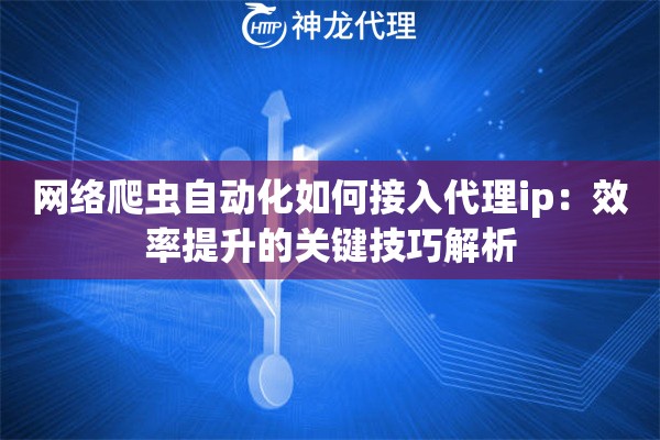 网络爬虫自动化如何接入代理ip：效率提升的关键技巧解析