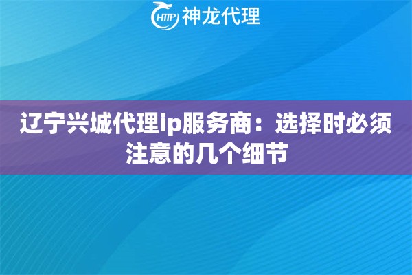 辽宁兴城代理ip服务商：选择时必须注意的几个细节