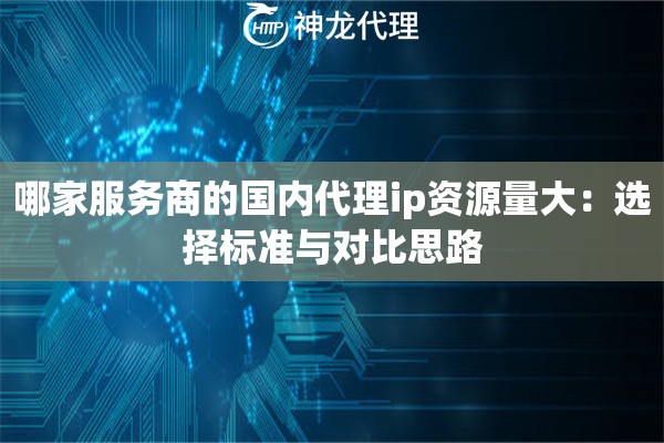 哪家服务商的国内代理ip资源量大：选择标准与对比思路