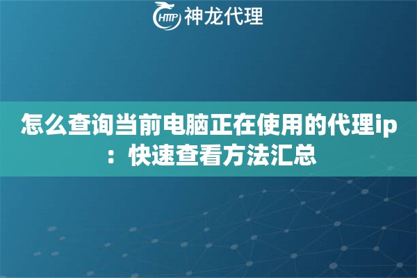 怎么查询当前电脑正在使用的代理ip：快速查看方法汇总