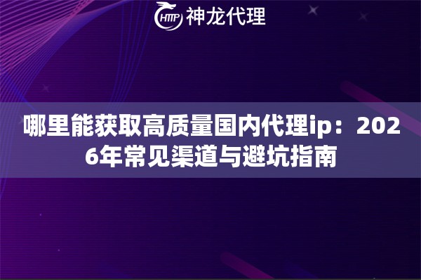 哪里能获取高质量国内代理ip：2026年常见渠道与避坑指南