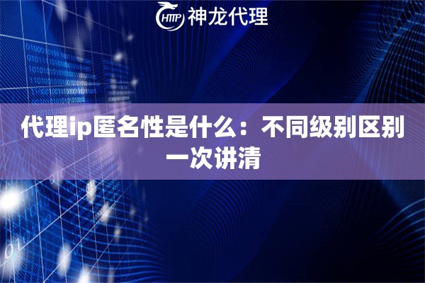 代理ip匿名性是什么：不同级别区别一次讲清