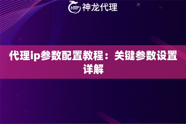 代理ip参数配置教程：关键参数设置详解