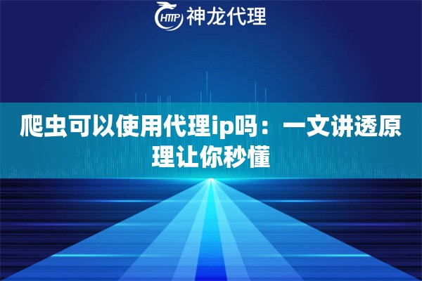 爬虫可以使用代理ip吗：一文讲透原理让你秒懂