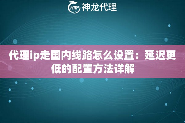 代理ip走国内线路怎么设置：延迟更低的配置方法详解
