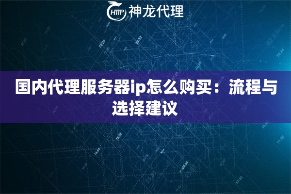 国内代理服务器ip怎么购买：流程与选择建议