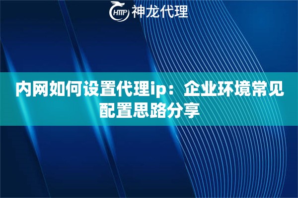 内网如何设置代理ip：企业环境常见配置思路分享