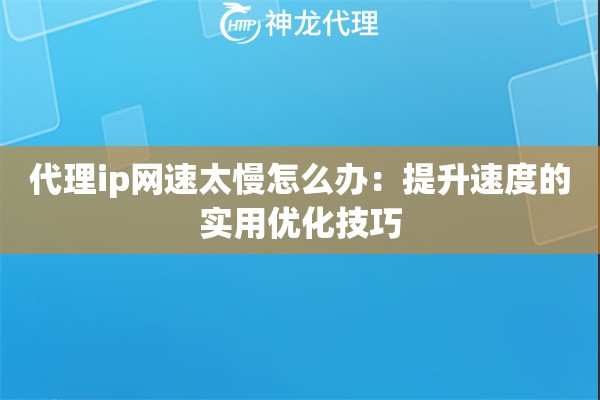 代理ip网速太慢怎么办：提升速度的实用优化技巧
