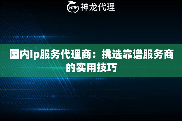 国内ip服务代理商：挑选靠谱服务商的实用技巧