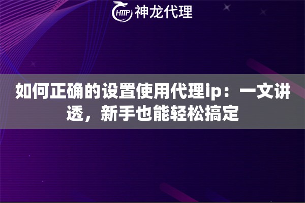 如何正确的设置使用代理ip：一文讲透，新手也能轻松搞定